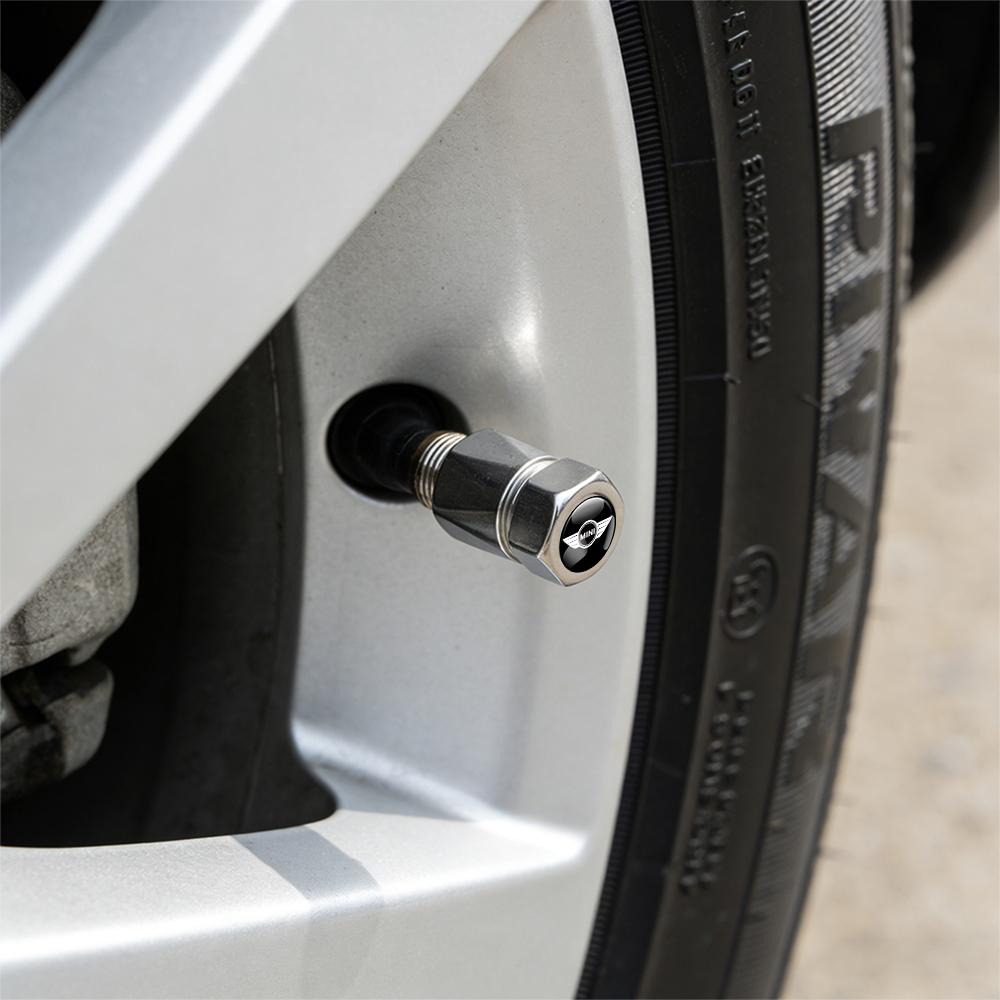 4PCS Car Styling Wheel Tyre Valve Caps Stem Covers Auto Accessories For MINI Cooper S JCW WORKS R55 R56 F55 F56 R57 R58 R59 R60 HFP1