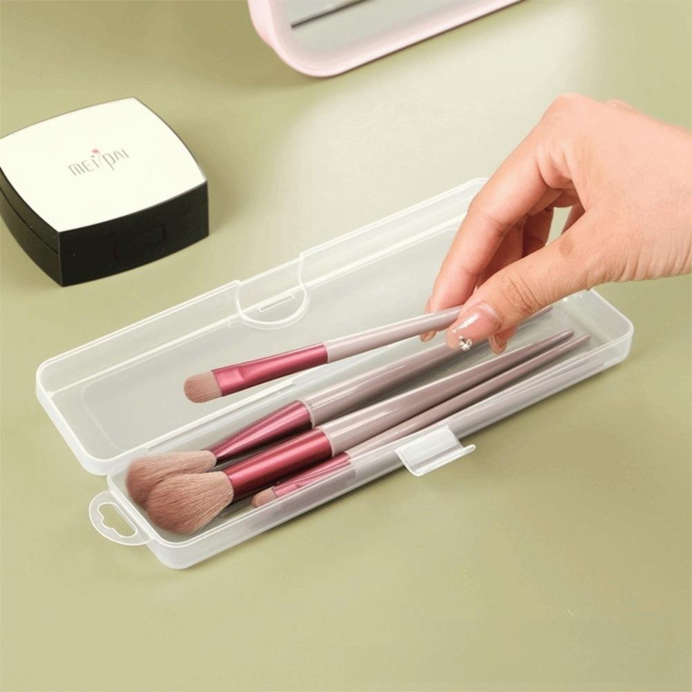 3 pcs Dustproof Lid Cosmetics Storage Box Portable Clear Storage Case Makeup Brush Organizer  Travel