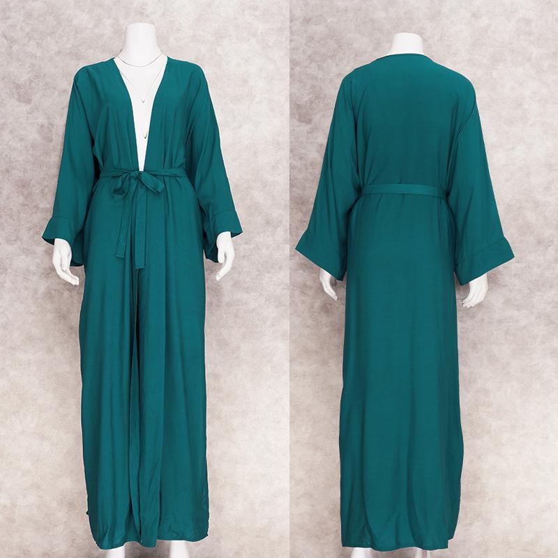 Sexy Short Sleeve Front Open Self Belted Long Kimono Dress Summer Clothes For Women Beach Wear Bathing Suit Cover Up Q1357