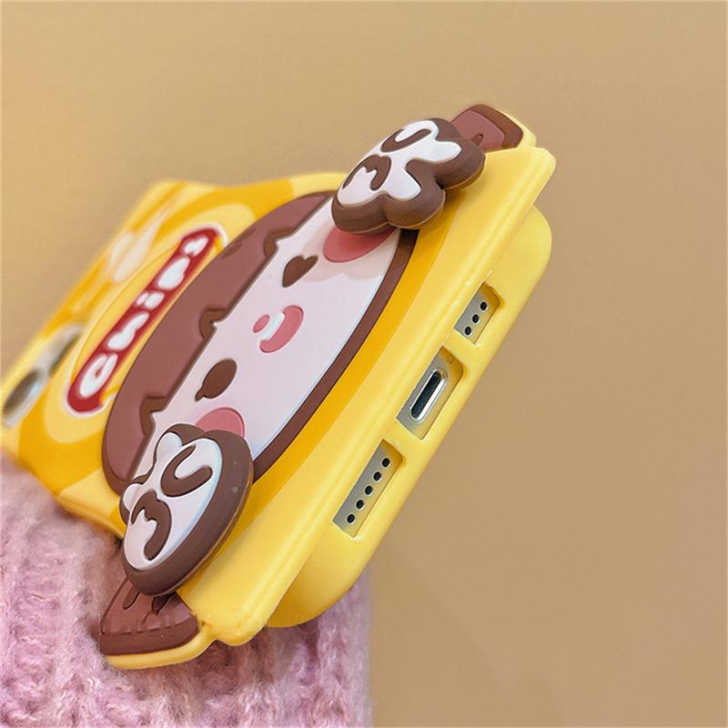 Корейский милый 3d забавный чехол для картофельных чипсов для Iphone 14 13 12 11 Pro Max прекрасный мультяшный силиконовый противоударный мягкий чехол Funda