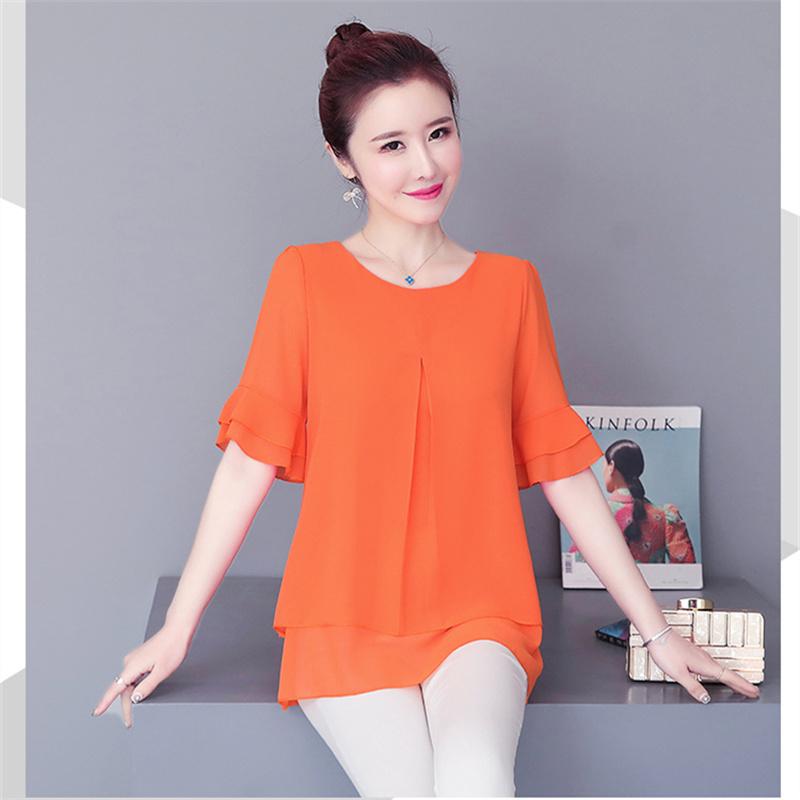 2022 Блузка, свободный топ, женские шифоновые рубашки с рукавами-бабочками, летняя женская одежда средней длины, новая корейская рубашка, топы с рюшами