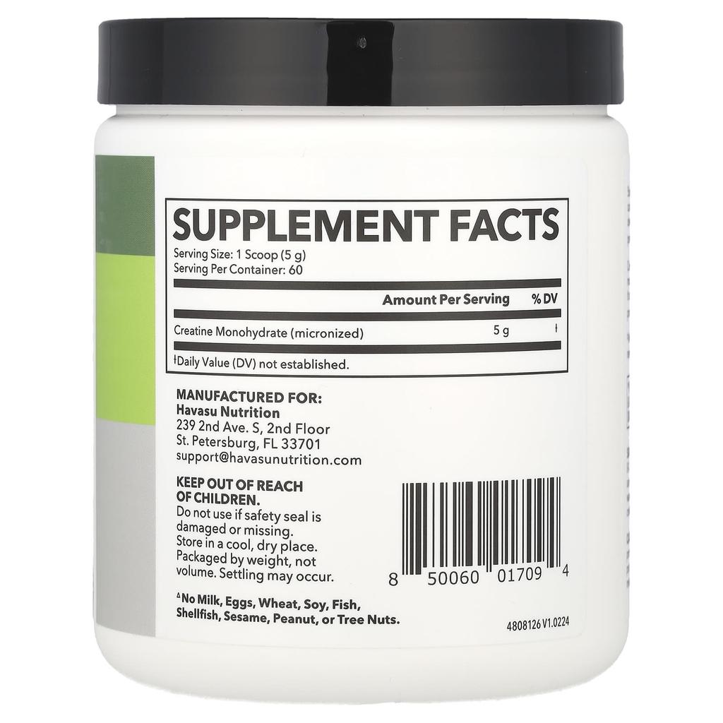 Havasu Nutrition Порошок креатина моногидрата, без вкуса, 10,06 унции (300 г)