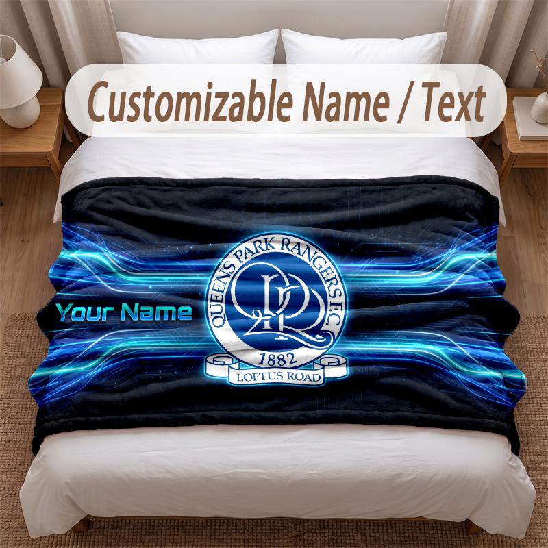 Queens Park Rangers Printed Flannel Blanket Custom Name Text Soft Warm Throw For Bedroom Holiday Gift