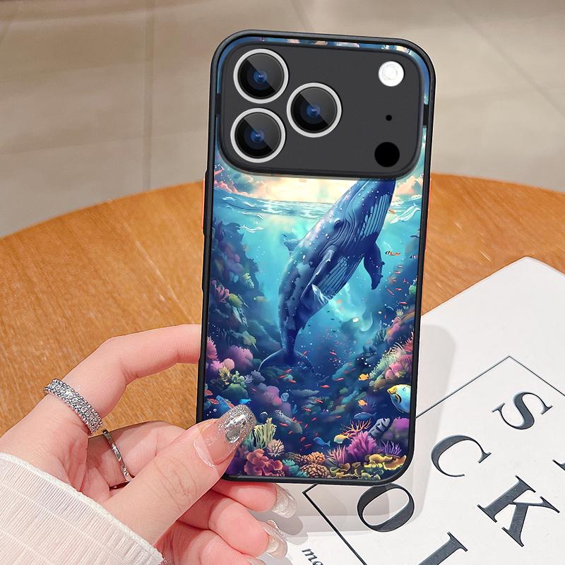 Starry Sky Blue Whale Phone Case For iPhone Air 16e 17 16 15 14 17 Pro Max 13 12 Pro 11 Shockproof Hard PC Soft Edge TPU Matte Cover
