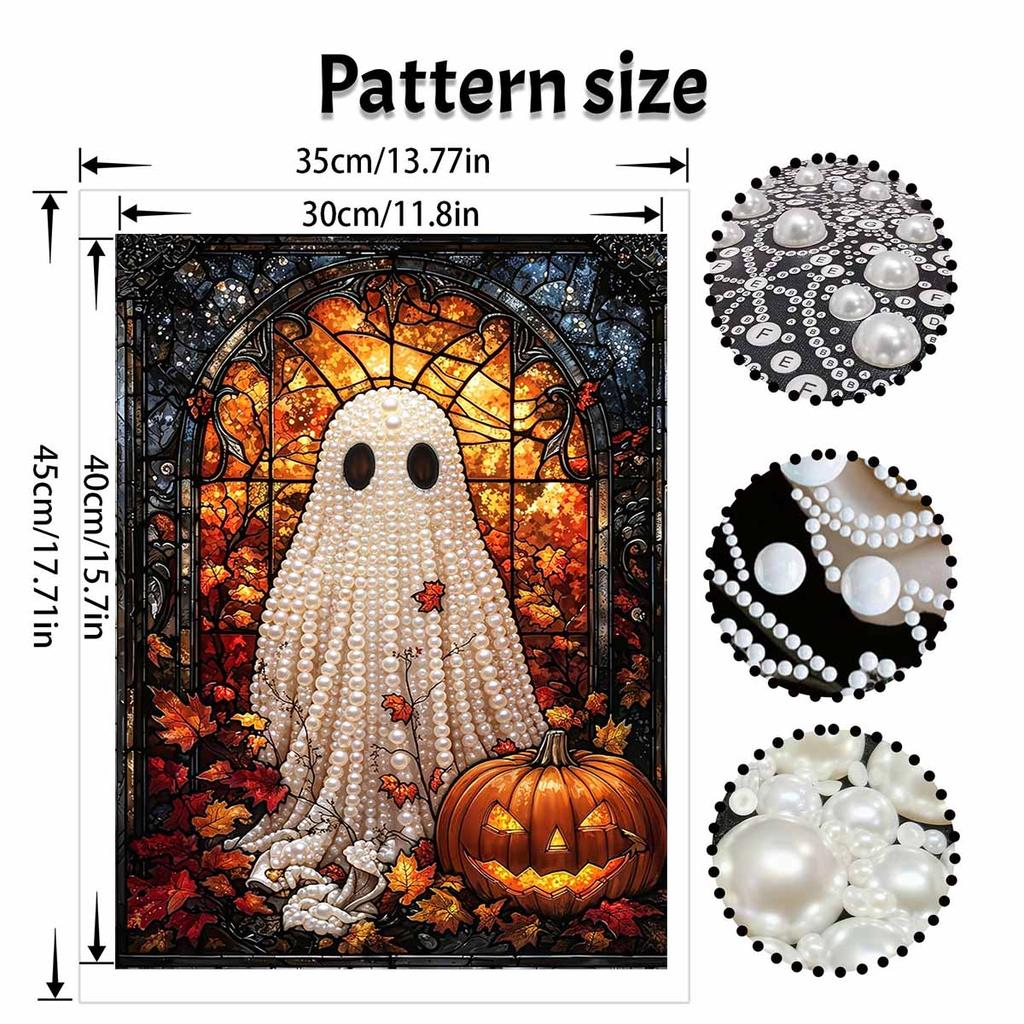Halloween pearl painting art full pearl handmade diy ghost and pumpkin home decorations
