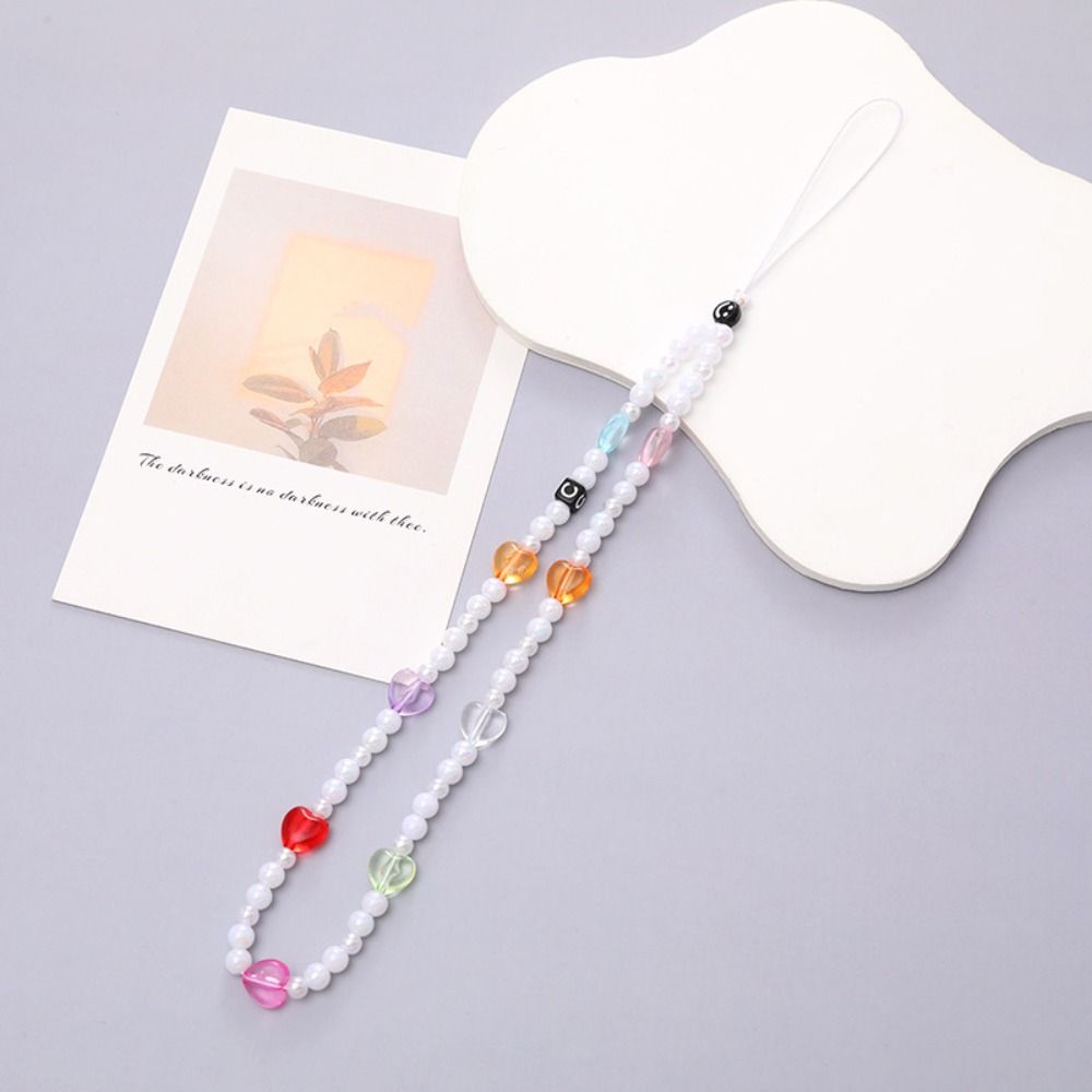 Wrist Strap Beaded Phone Lanyard Beaded Cellphone Charm Pearl Phone Chain Christmas Present