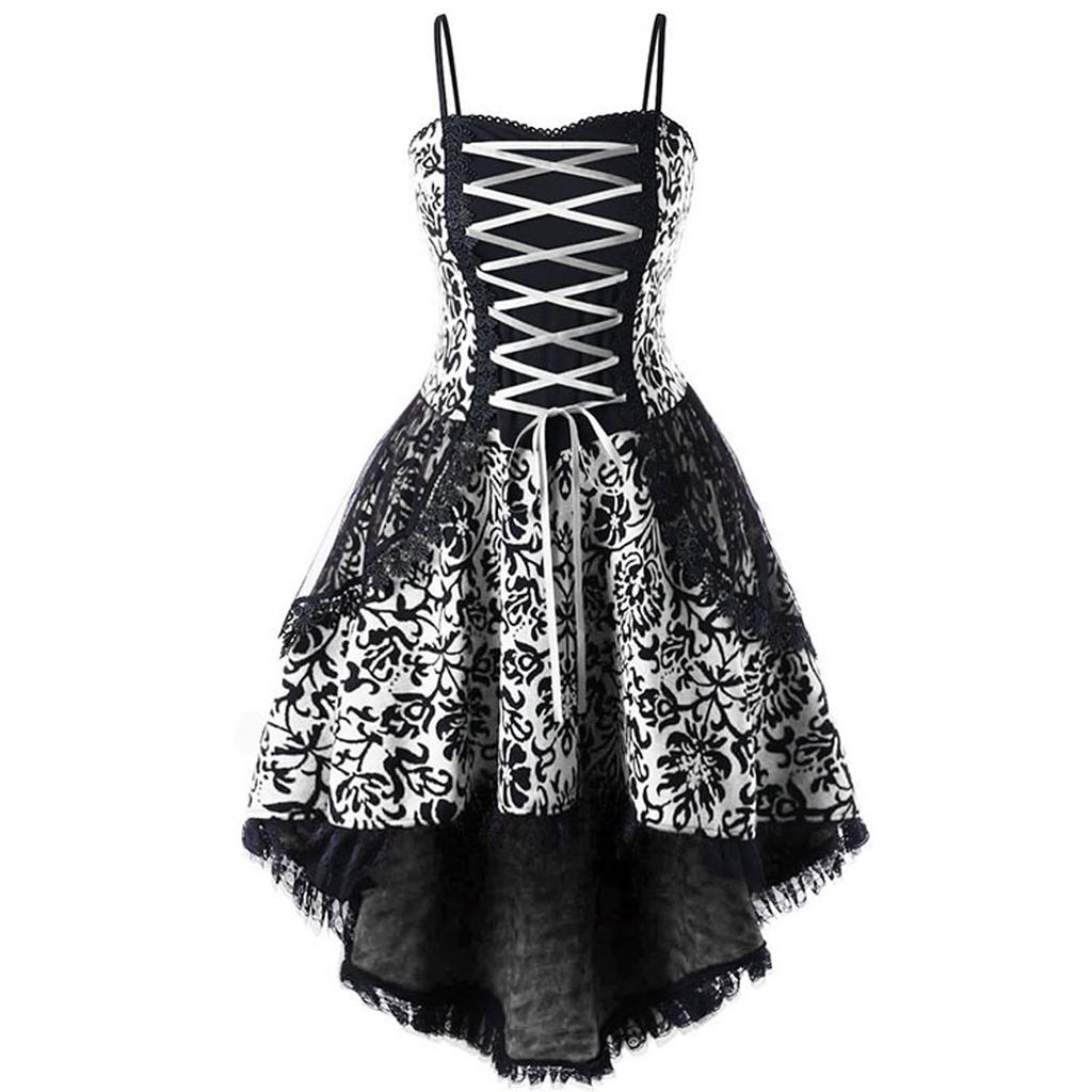Lace Gothic Vintage Dress Women Halloween Cosplay Costume Irregular Sleeve Dresses Robe Medieval Ghost Vampire Clothing 2025