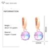 Colorful Round Large Crystal Drop Earrings For Women Wedding Jewelry Fashion Rose Gold Color Eardrop Gift