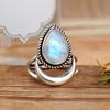 Inlaid Moonstone Retro Ring, Creative Water Drop Crescent Punk Ring Women's Ring