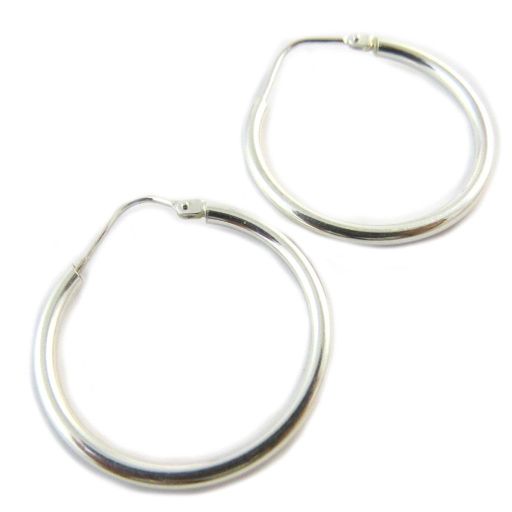 Les Trésors De Lily [P1691] - Silver 'Simplicity' Hoop Earrings - 20 Mm 2 Mm