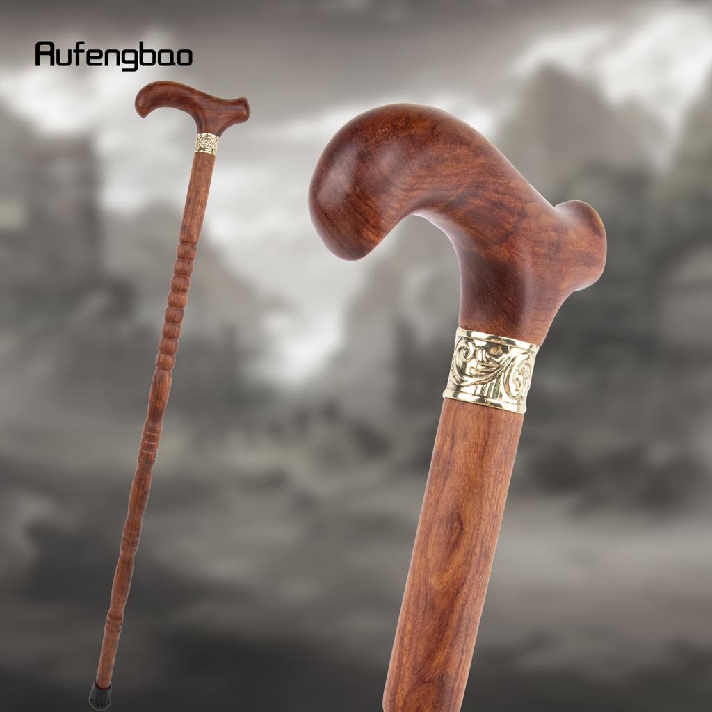 Yellow Wooden Single Joint Fashion Walking Stick Decorative Cospaly Cane Halloween Mace Crutch Wand Crosier 92cm