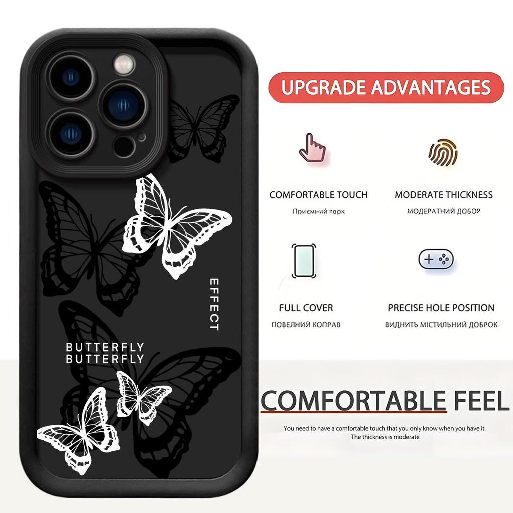 Черно-белая бабочка с бриллиантовым песком Чехол с пазами для iPhone 15/16/17