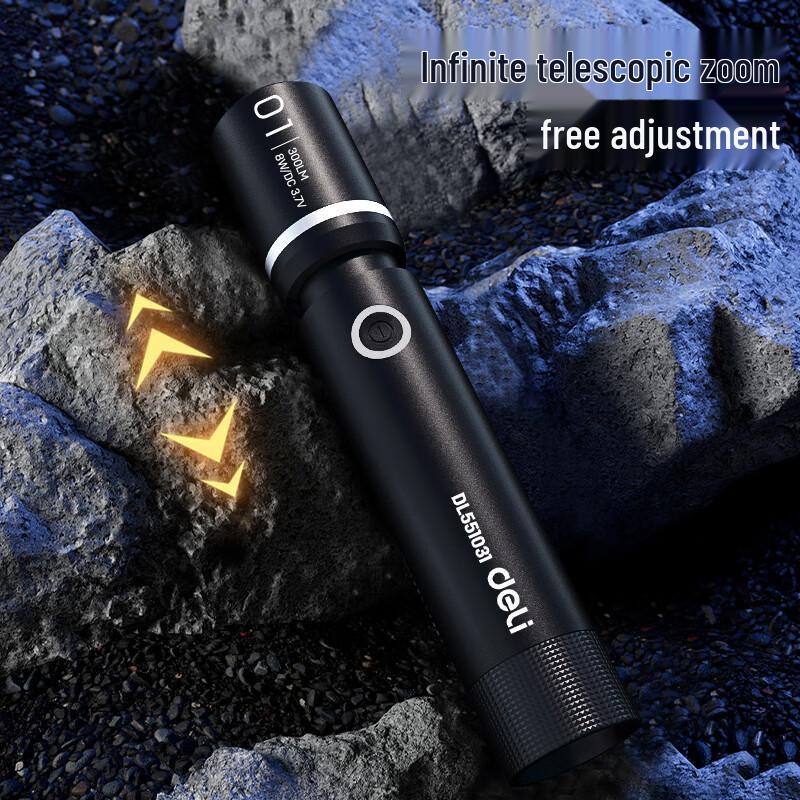 Deli Ultra-Bright Zoomable Rechargeable LED Flashlight
