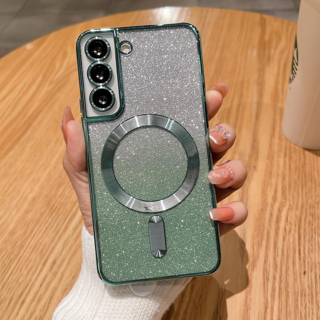 Применимо к чехлу для мобильного телефона Samsung S26Ultra, с постепенным изменением цвета, с блестками, гальваническим покрытием, для магнитной зарядки, S25, мягкий чехол, защитная пленка для объектива, рисунок CD