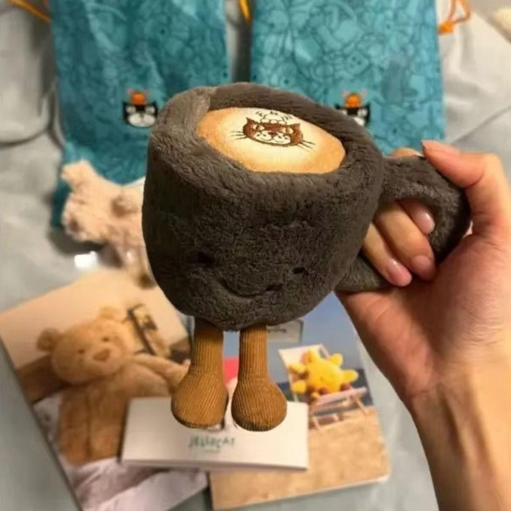 10cm Jelly Cat Fun Coffee Cup Kawaii Furry Plush Toys Soothing Sleep Plush Doll Cute Surprise Gift for Boys Girls Home Decor