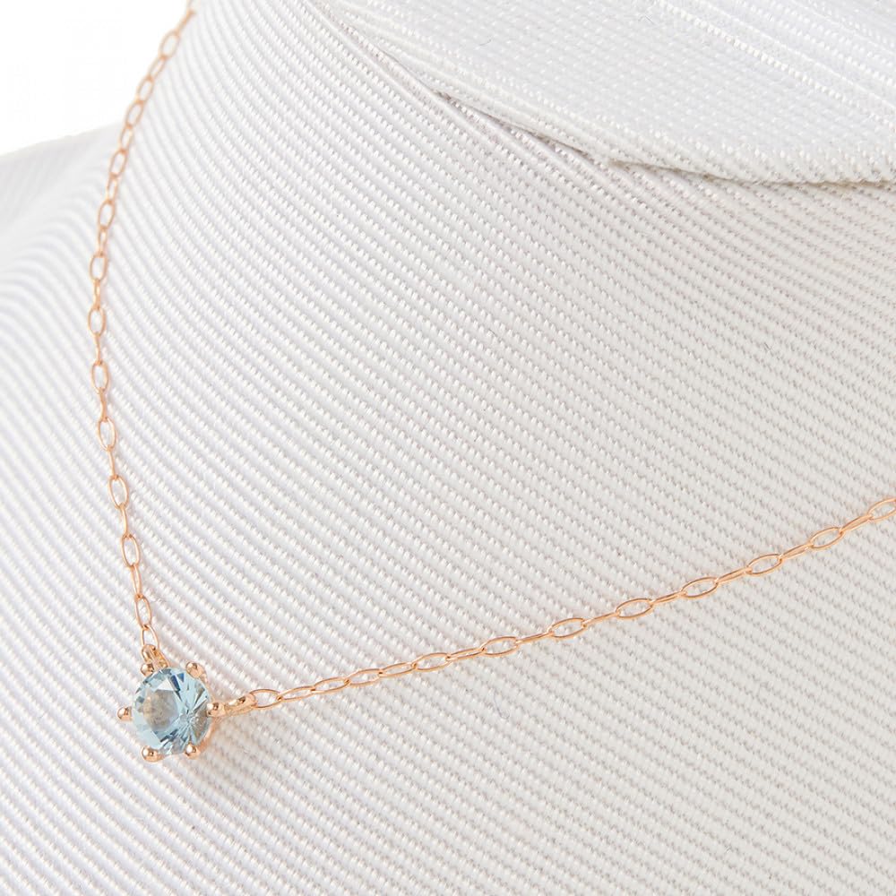 ESTELLE Ожерелье с аквамарином, камнем марта, из розового золота 18 карат [Веб-эксклюзив] (0351-9585-0017-0000)