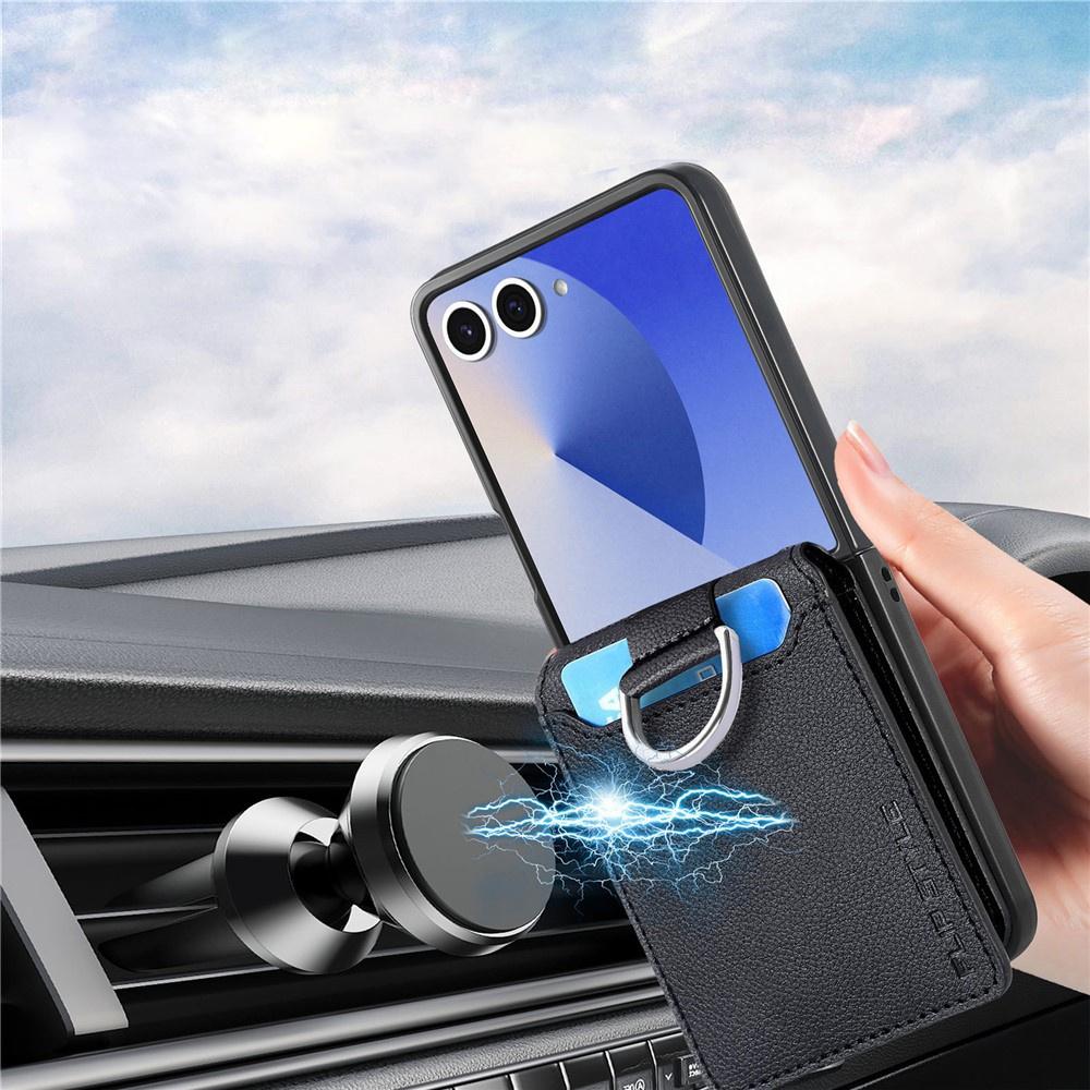 Case with card slots and ring for Samsung Galaxy Z Flip7 - black