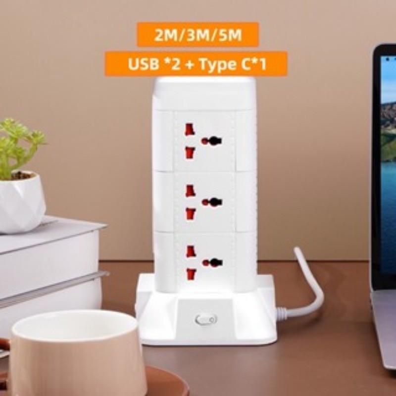 2/3-слойная башня-сетевой фильтр, розетка питания, автоматический выключатель перегрузки, плата с розетками, шнур питания 2/3/5 м с несколькими вилками