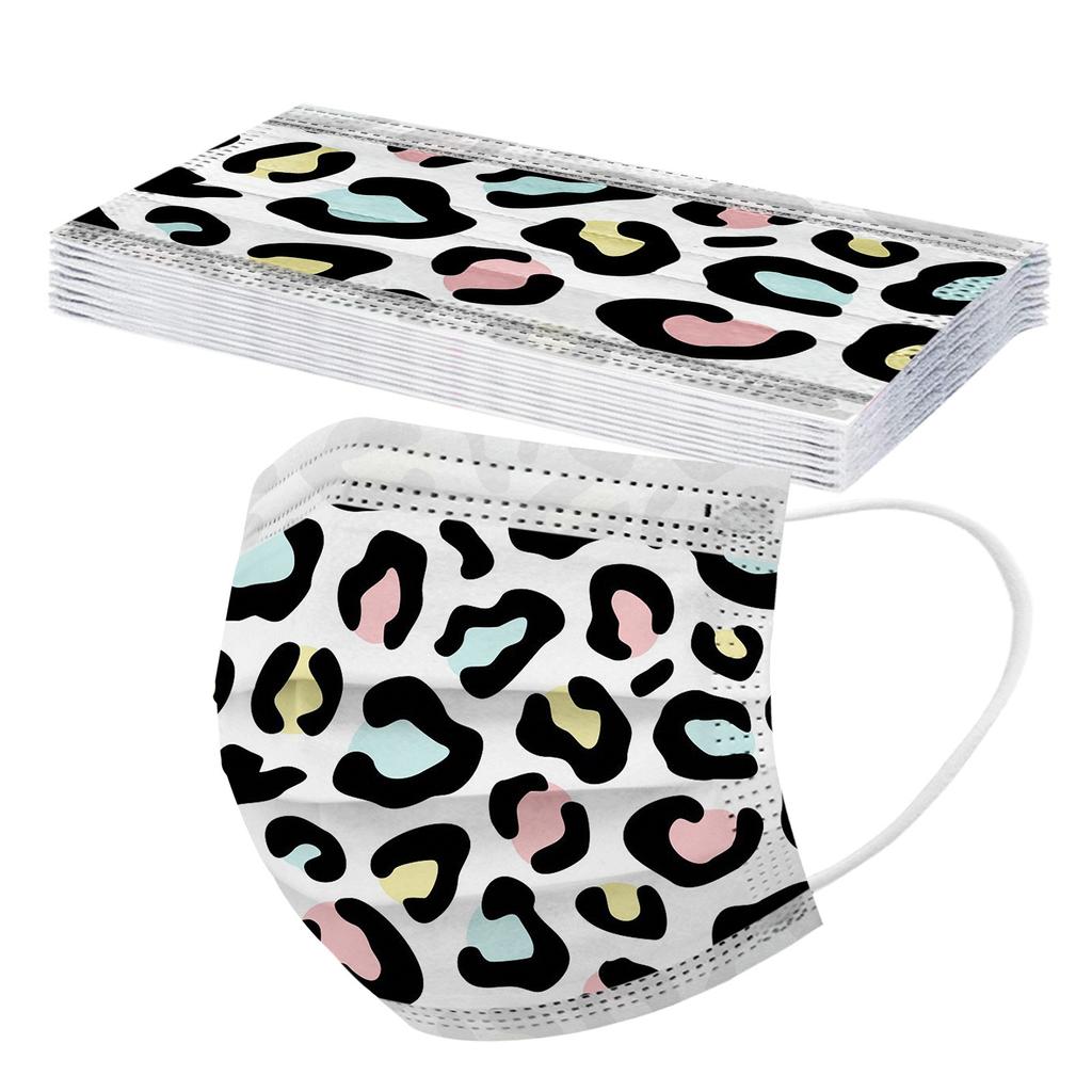 10PCS Adult Three-Layer Disposable Dust-Proof Protective Leopard Print Mask