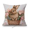 Happy Easter Day Cute Bunny Rabbit Home Decoration Sofa Throw Pillow Case Lovely Cozy Children Room Chair Cushion Cover Case