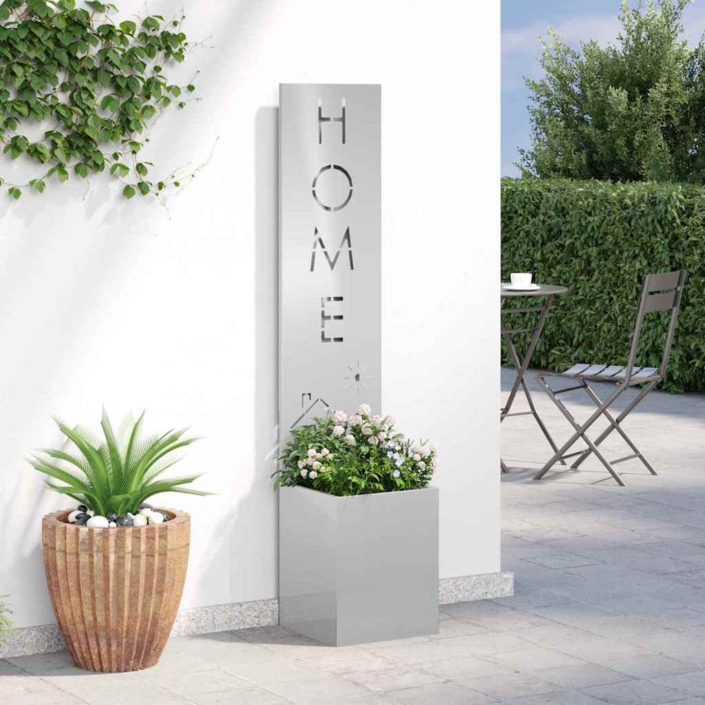 Garden Privacy Screen Canvas Silver 32 x 32 x 150 cm Stainless Steel
