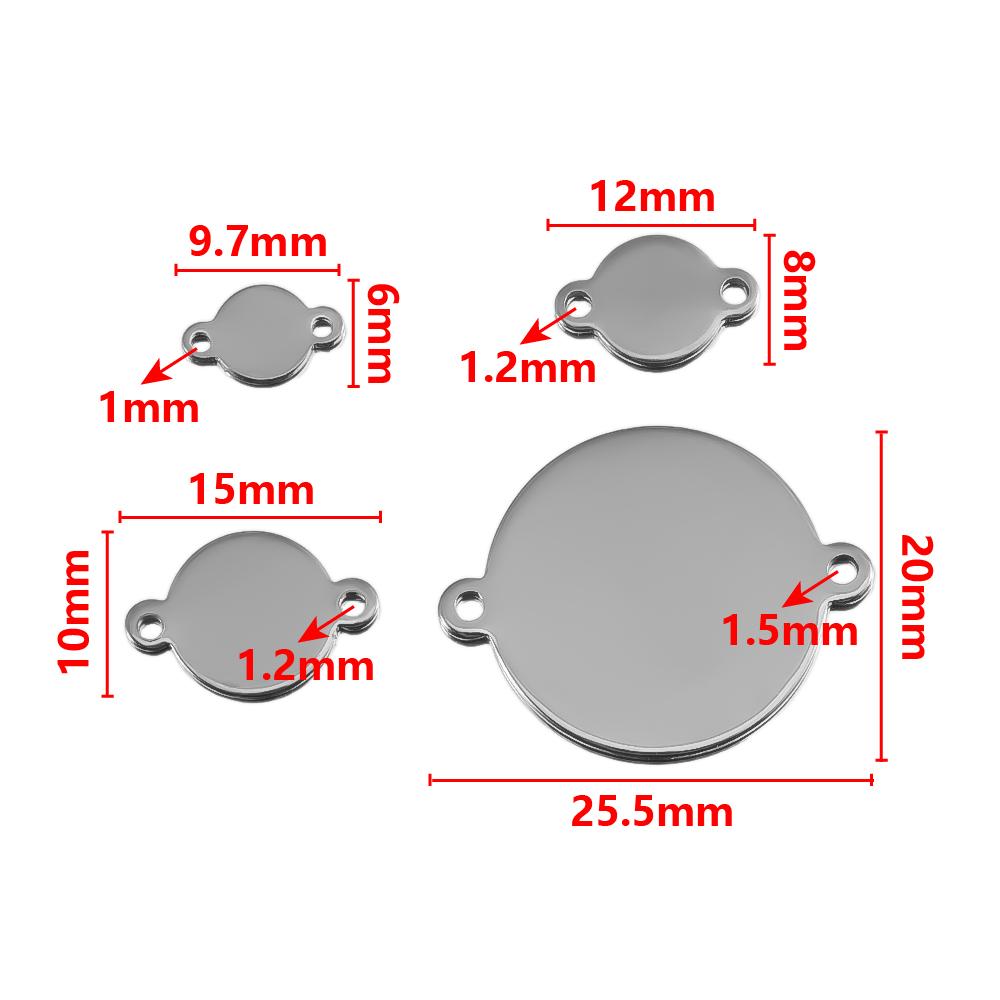 20Pcs Stainless Steel Flat Round Links Stamping Blank Tag Connectors 2 Holes Disc Pendant DIY  Necklaces Jewelry Making Supplies