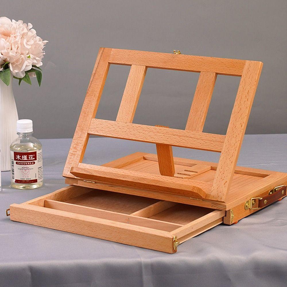 Beech Wood Portable Wooden Table Easel Adjustable Multifunction Sketch Drawer Box Professional Folding Easel For Artists