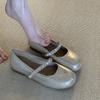 French Great-looking Flat-soled Silver Single Shoes Women's 2025 New Summer Skirt Mary Jane Shoes Ballet Evening Shoes
