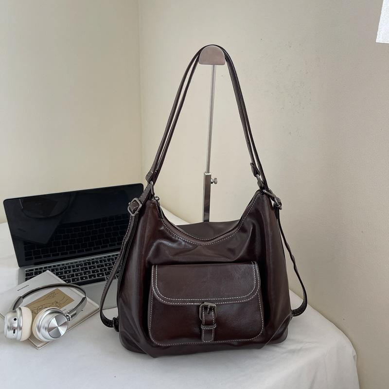 Повседневная вместительная ретро-сумка женская 2025 новая универсальная сумка через плечо рюкзак на два плеча сумка-ведро для поездок