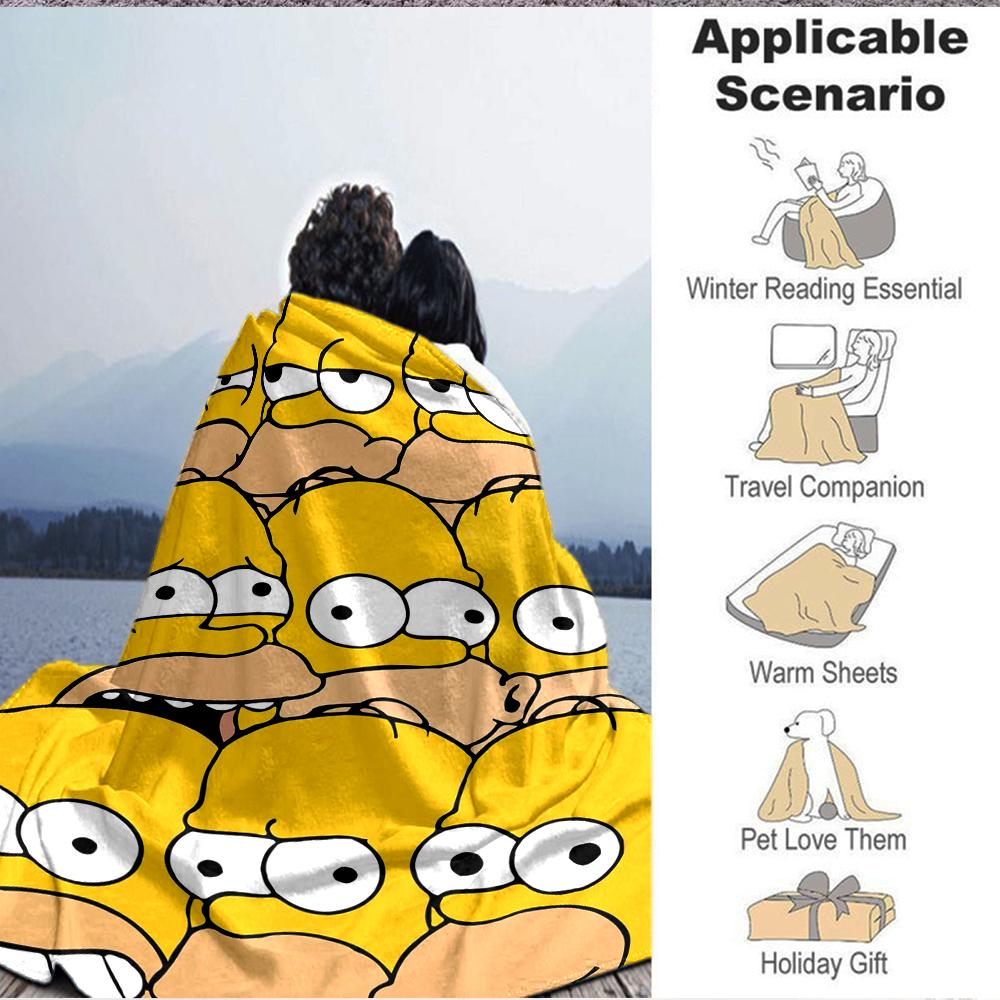 1Pc Simpson Family Portrait Blanket Soft And Comfortable Casual Warm Camping Travel Christmas Halloween Xmas Gift Em9241