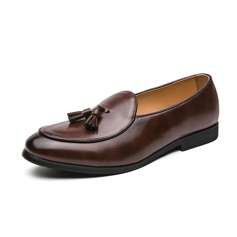 Уличная мода, мужские лоферы, слипоны, натуральная кожа, коричневые повседневные деловые модельные туфли, мужская обувь для вечеринки и свадьбы