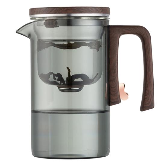 Стеклянный чайник для заваривания 520/720/900 мл с заварочным устройством, деревянной ручкой, термостойким носиком без подтеков, водоотделительным чайником, легко чистящимся для холодной воды