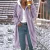 Women's Medium Length Solid Color Double-sided Plush Pocket Hooded Coat