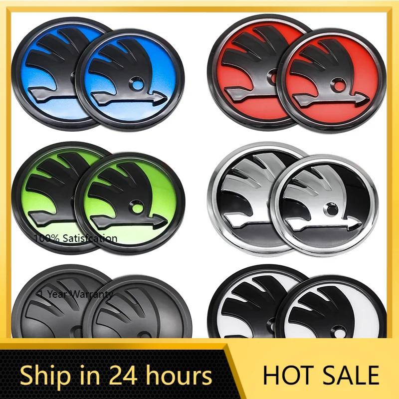 Car Sticker 2026 Hot 2pcs Car Front Hood Badge Rear Trunk Emblem Replacement Sticker For Skoda Yeti VRIS Rapid Octavia a5 a7 Kod