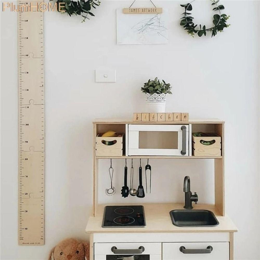 Wood Kids Growth Chart Jigsaw Puzzle Children Height Gauge Ruler Home Decoration