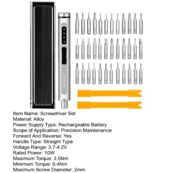Набор отверток 40 в 1 Прецизионная электрическая отвертка с магнитными битами Бокс для хранения Высокий крутящий момент Аккумуляторная Зарядка Type-C Набор инструментов для ремонта
