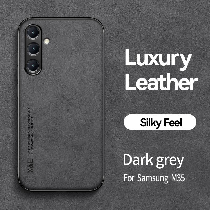 Чехол для Samsung Galaxy M35 5G Кожаный Чехол с Магнитным Автодержателем для Телефона для Sumsung M35 M 35 SM-M356B Мягкий Бампер Задняя Крышка