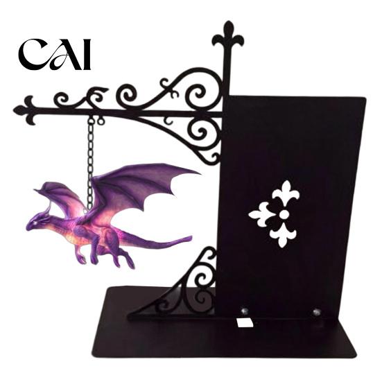 Evil Dragon Hanging Lamp Magical Flying Bookshelf Lamp, Warm Night Light, Fantasy Statue for Desk Reading Nook Decor, Unique Gift Lovers Book Readers