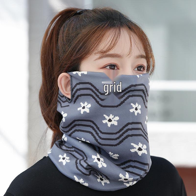 Women's Autumn & Winter Plush Face Mask Neck Protector: Windproof, Warm, and Versatile Scarf Set for Outdoor Cycling