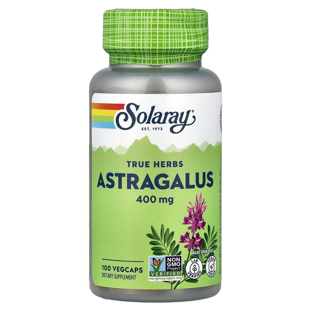 Solaray True Herbs Astragalus 400mg Veggie Capsules, 100 Count