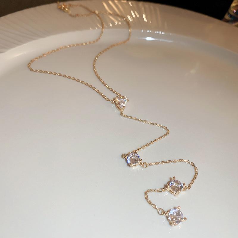 Элегантное циркониевое колье-капля - Роскошное украшение на ключицу для женщин