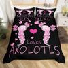 Cartoon Axolotl Duvet Cover Full For Kids Boys Girls Toddlers Kawaii Axolotl Bedding Set Cute Sea Weed Coastal Comforter Cover