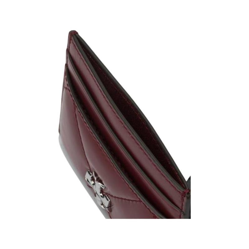 TORY BURCH Kira metal logo diamond quilted nappa leather card holder mini women's red 154993-600
