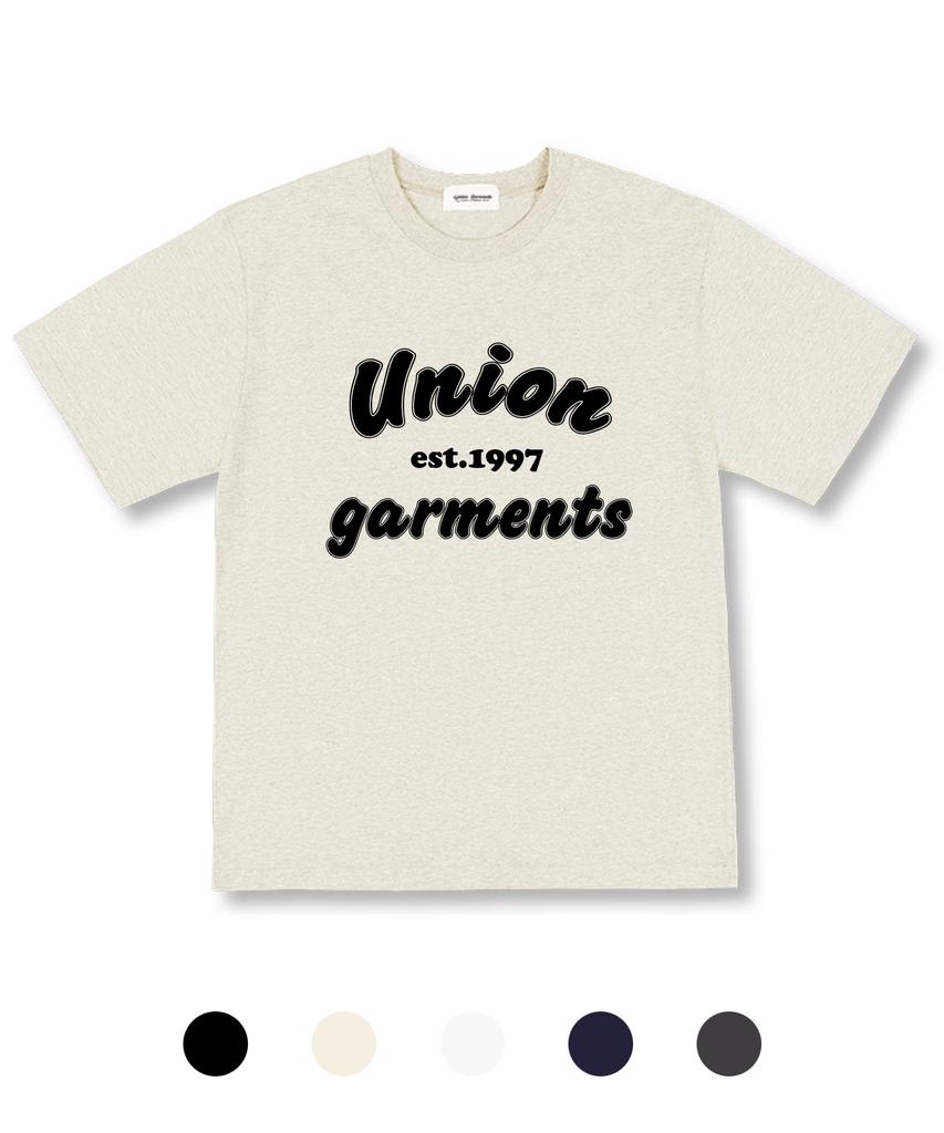 UNION GARMENTS Мультяшный Логотип Свободная Футболка с Коротким Рукавом 5 Цветов