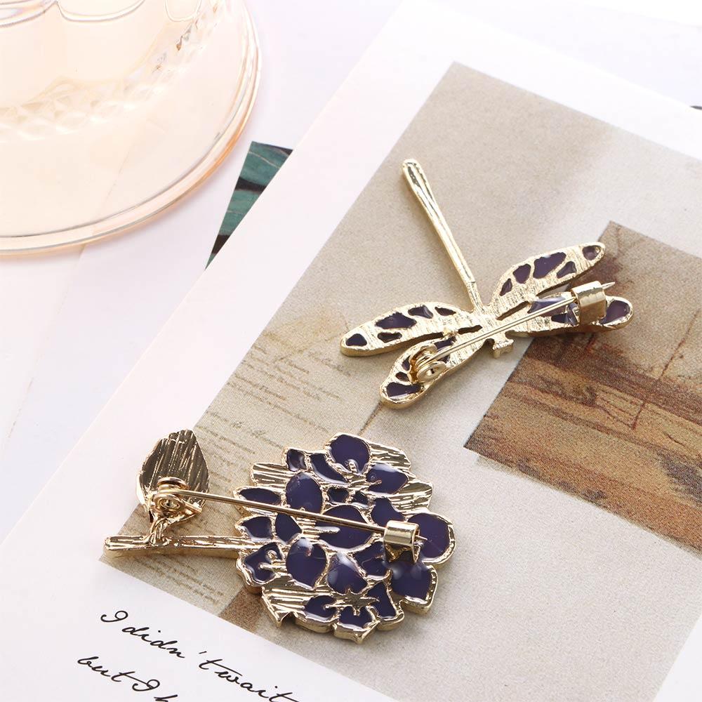 Metal Women Man Lilac Flower Party Dragonfly Brooch Pin Fashion Jewelry Badge Collar Accessories