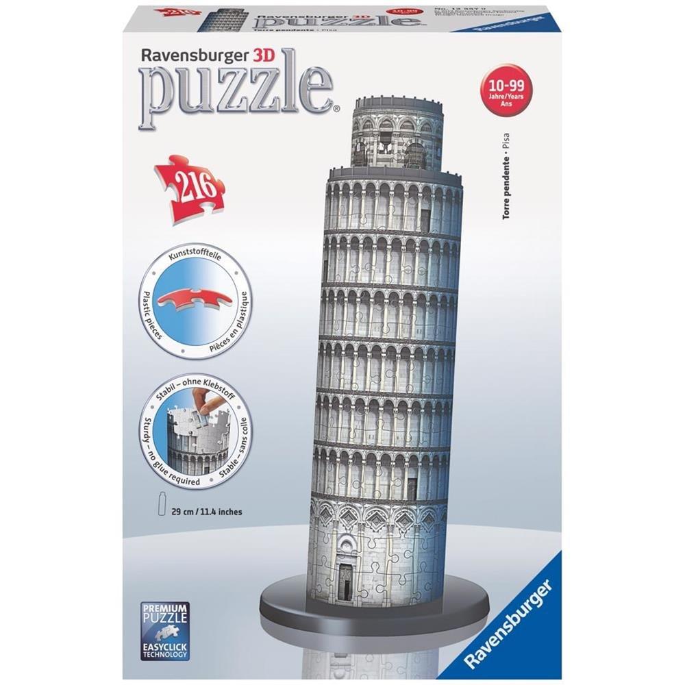 Ravensburger 3D Leaning Tower of 216 Finished 29cm 12557 Recommended 10 years and 3D Gift Puzzle Pisa, pieces. size tall. (Item No. 9) age up.
