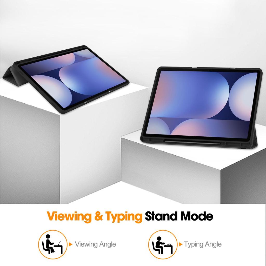 Чехол для планшета Samsung Galaxy Tab S10+ Plus / S9+ Plus 12,4'' дюйма, тонкий чехол Folio, легкий жесткий защитный чехол с многоугольной подставкой
