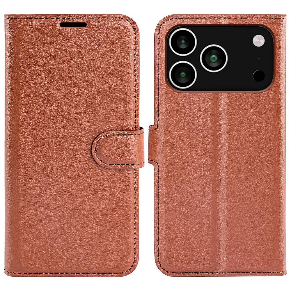 For iPhone 17 Pro Max Wallet Case Litchi Texture Shockproof Leather Flip Stand Phone Cover