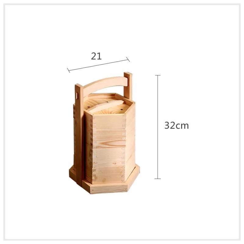 Wooden Hexagonal Steamer Chinese Dim Sum Steamed Grid Multi-size Heat Resistant Household Pastry Steamer Kitchen Cookware Tool