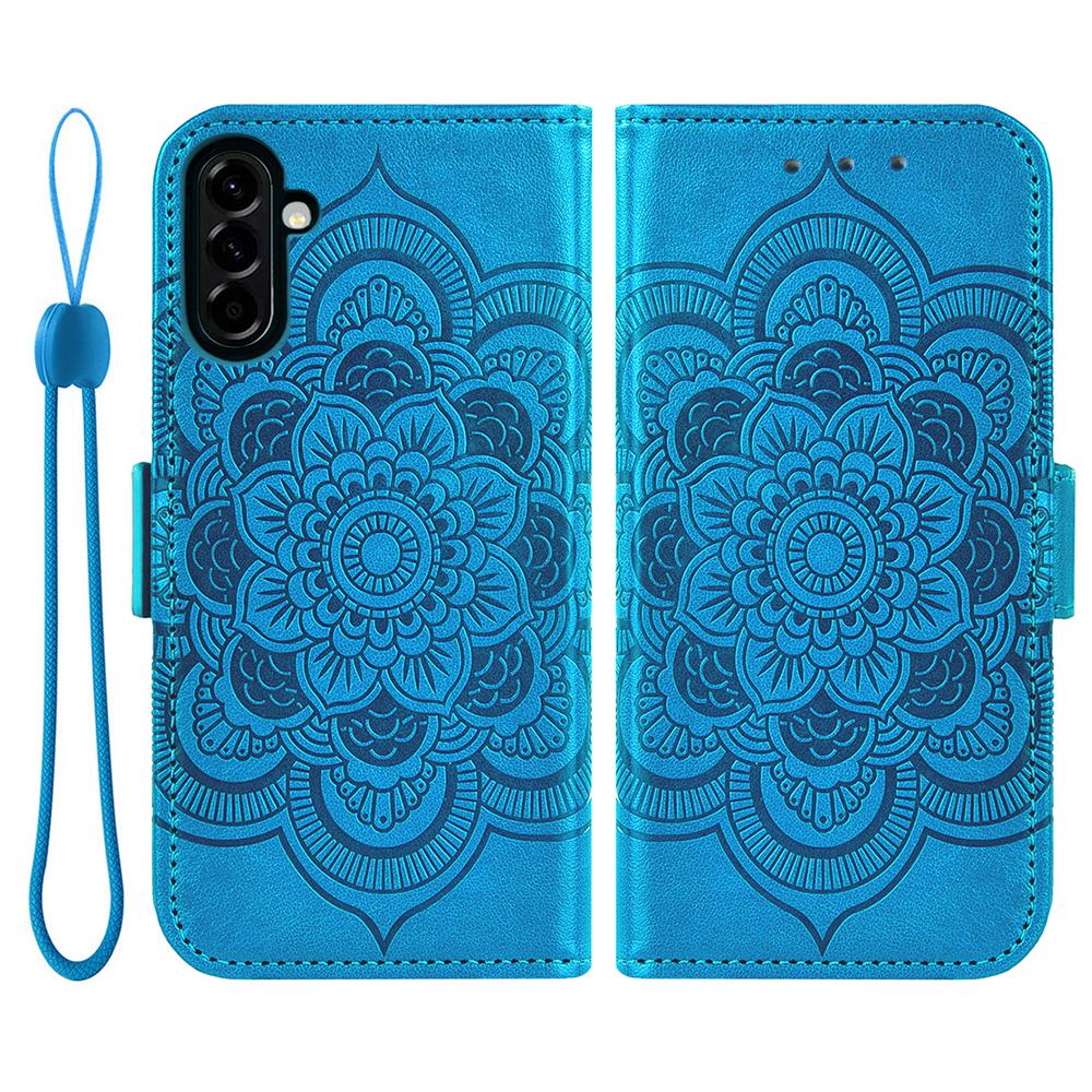 For Samsung Galaxy S24 FE Case Peony Imprinted  TPU PU Leather Wallet Phone Cover with Wrist Strap